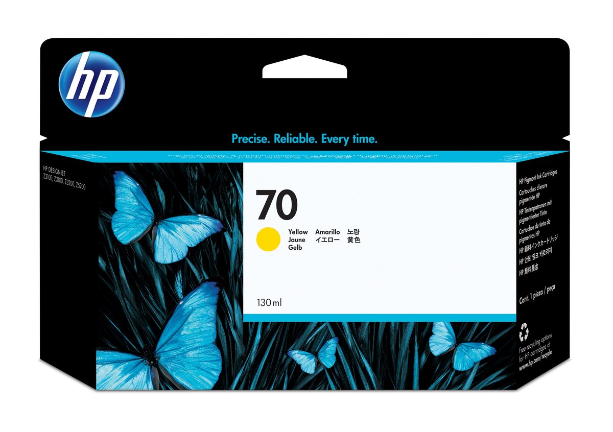 HP 70 130-ML YELLOW INK Z5400PS/Z5200/Z3200/Z3100