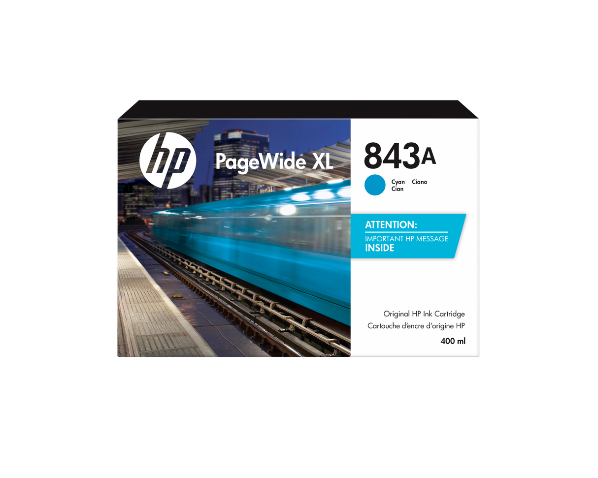 HP 843A 400ML CYAN INK CARTRIDGE PAGEWIDE 4000/4100/4500/4600