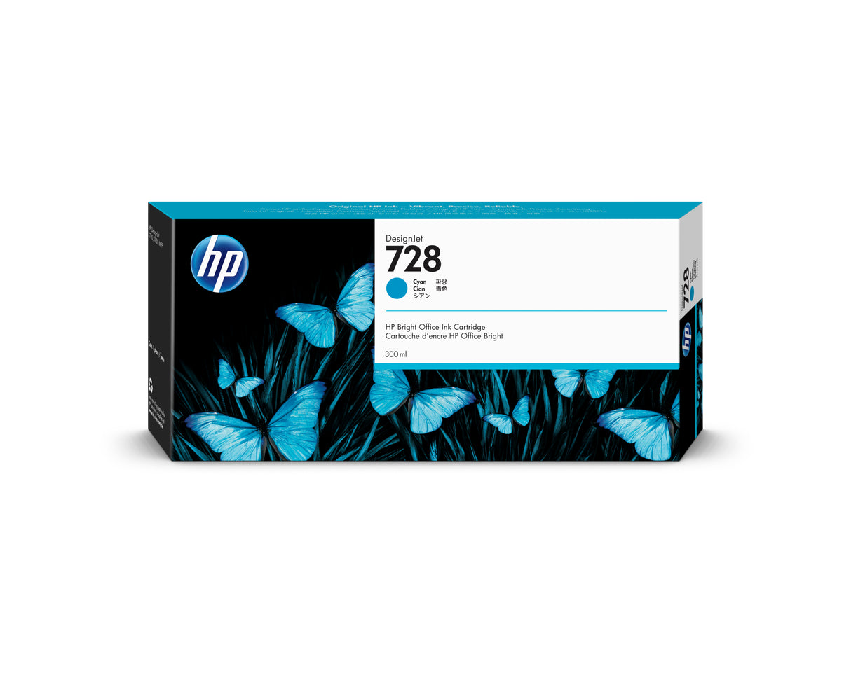 HP 728 300-ML CYAN DESIGNJET INK CARTRIDGE T730, T830MFP