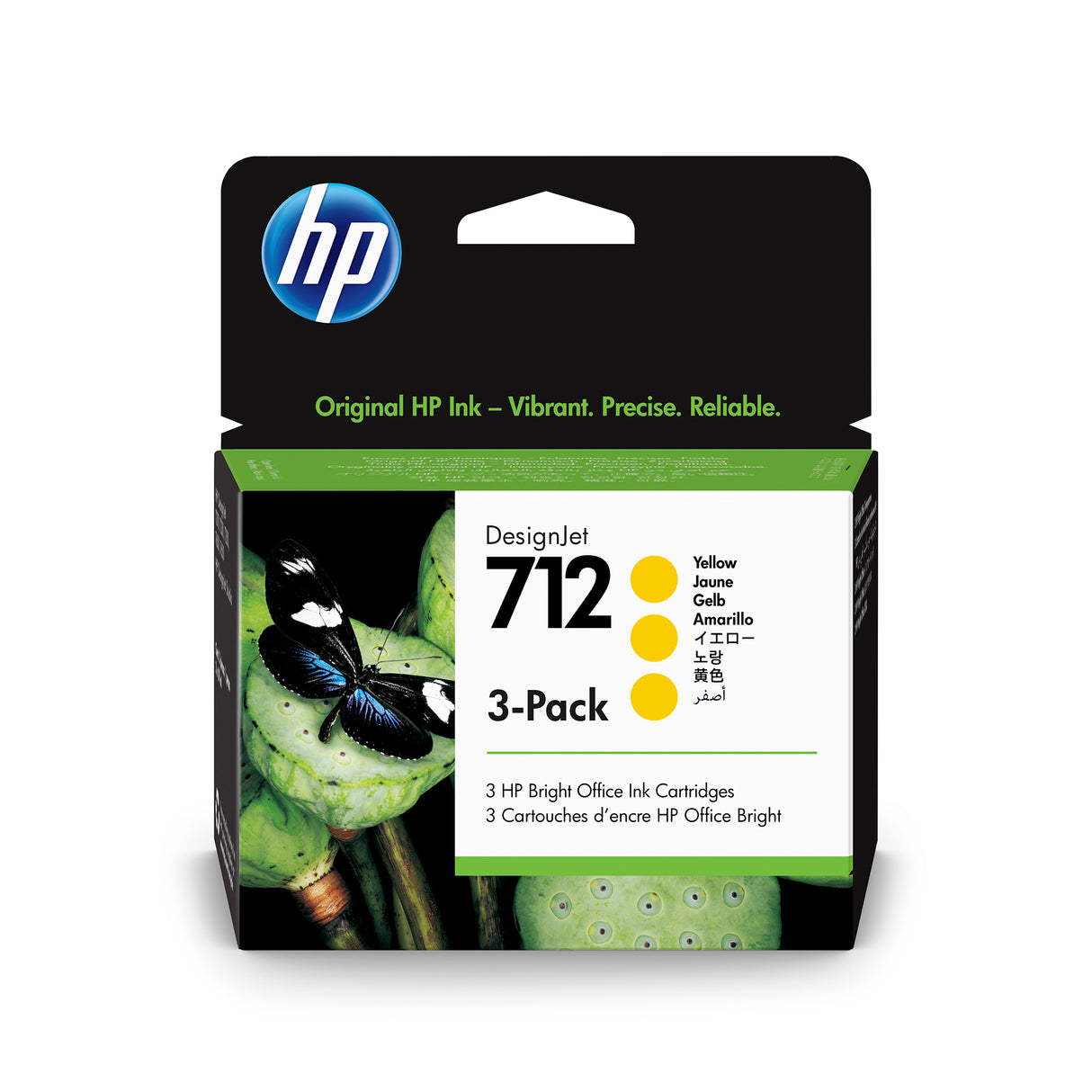 HP 712 YELLOW DESIGNJET INK CARTRIDGE 3-PACK  T210, T230, T250, T630, T650